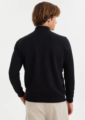 Men's Half Zip Black sweatshirt in pure organic cotton_107494