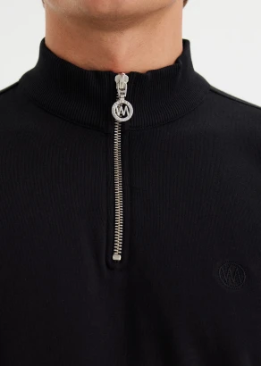 Men's Half Zip Black sweatshirt in pure organic cotton_107496