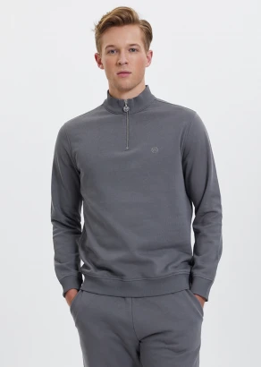 Men's Half Zip Grey sweatshirt in pure organic cotton_107499