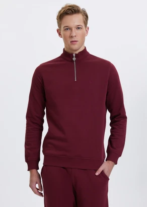 Men's Half Zip Cabernet sweatshirt in pure organic cotton_107503