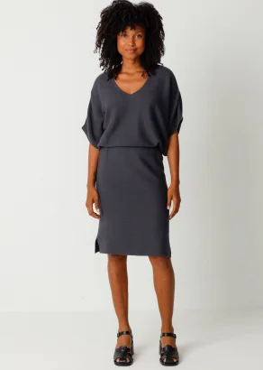 Women's dark grey Anuk dress in pure organic cotton_108281