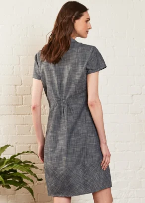 Women's Cap Sleeve Dress in Pure Fairtrade Chambray Cotton_108380