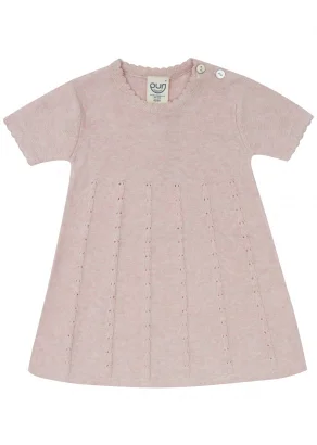 Vestito rosa per bambine in cotone biologico e seta_109559