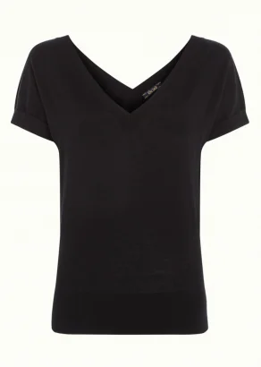 Double V Black T-shirt in organic cotton_108432