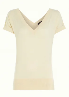 Double V CreamT-shirt in organic cotton_108433