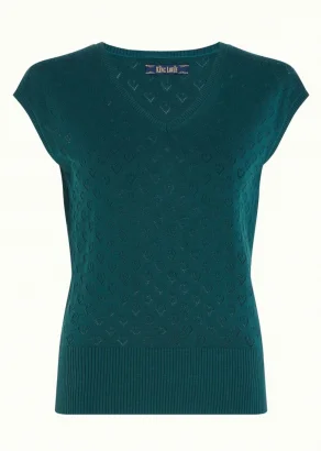 Openwork Heart Green T-shirt in organic cotton and viscose_108447