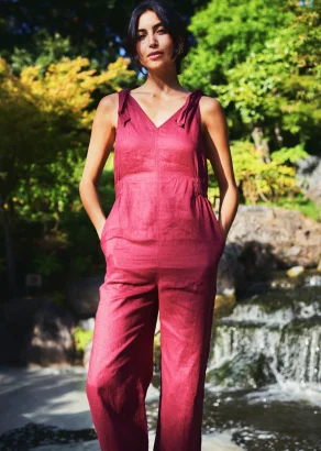 Floss jumpsuit in pure organic linen - Berry_108836