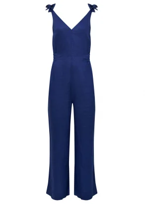 Floss jumpsuit in pure organic linen - Navy_108825