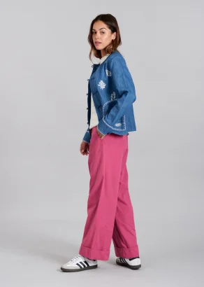 Women's Tansy trousers in pure organic cotton - Pink_110560