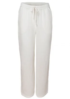 White women's muslin trousers in pure organic cotton_109371