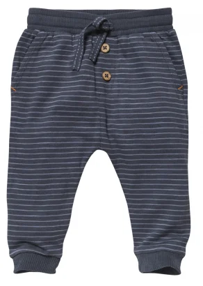 Blue striped trousers for children in pure organic cotton_109391