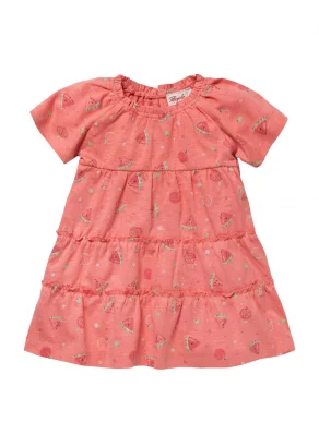 Raspberry dress for girl in pure organic cotton_109419