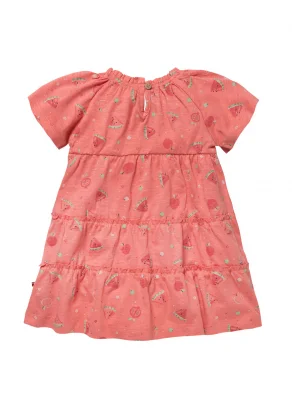 Raspberry dress for girl in pure organic cotton_109420