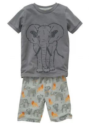 Elephant summer pyjamas for children in pure organic cotton_109376