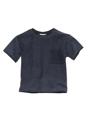 Blue striped T-shirt for children in pure organic cotton_109322