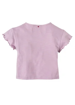 Girl's lilac T-shirt in pure organic cotton_109436