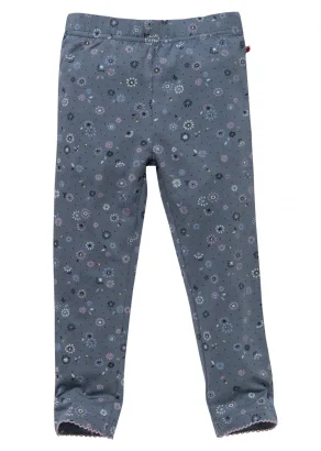 Flower leggings for girls in organic cotton - Blue_109442