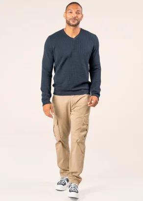 Men's truffle-coloured Rick cargo trousers in natural cotton_109799