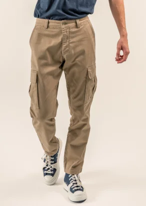 Men's truffle-coloured Rick cargo trousers in natural cotton_109801