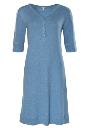 Camicia da notte Retieba da donna in cotone biologico - Blu melange_109819