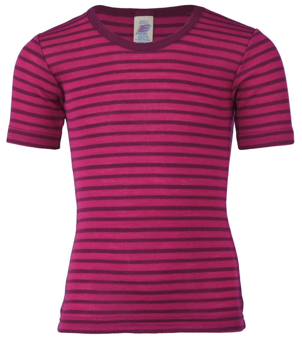 Organic wool and silk striped short-sleeved children's shirt