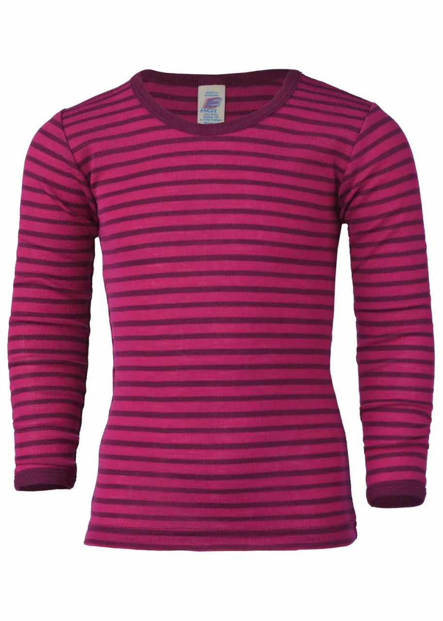 Organic wool and silk striped long-sleeved children's shirt