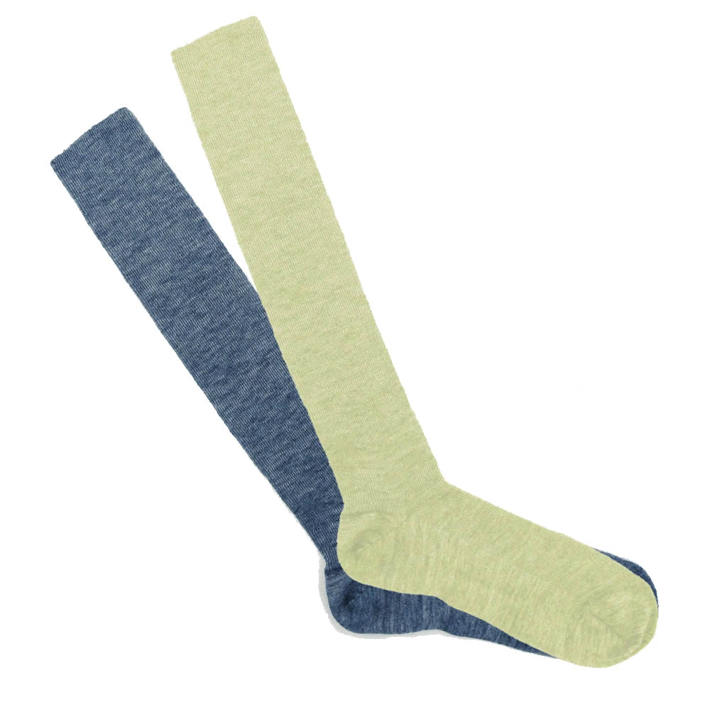 Knee high thin socks in wool and organic cotton