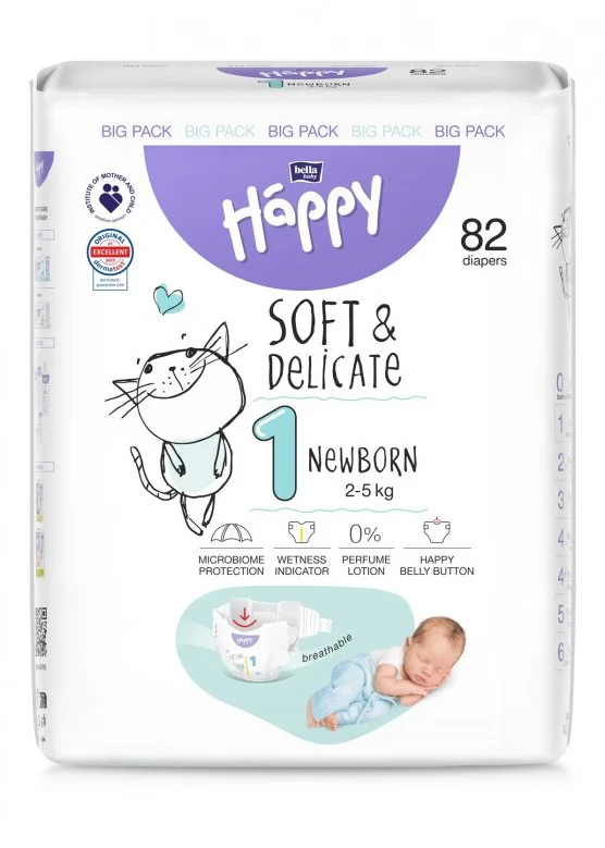 Pannolini Happy BellaBaby - 1 Newborn 2/5kg 78 pezzi