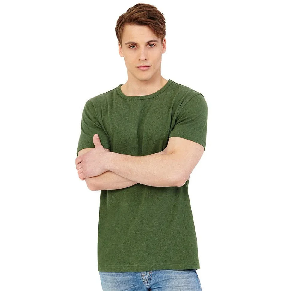 Man t-shirt khaki in hemp and organic cotton