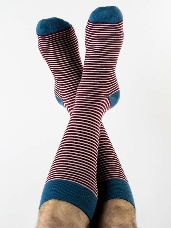 Medium socks burgundy stripes in organic cotton Albero Natur
