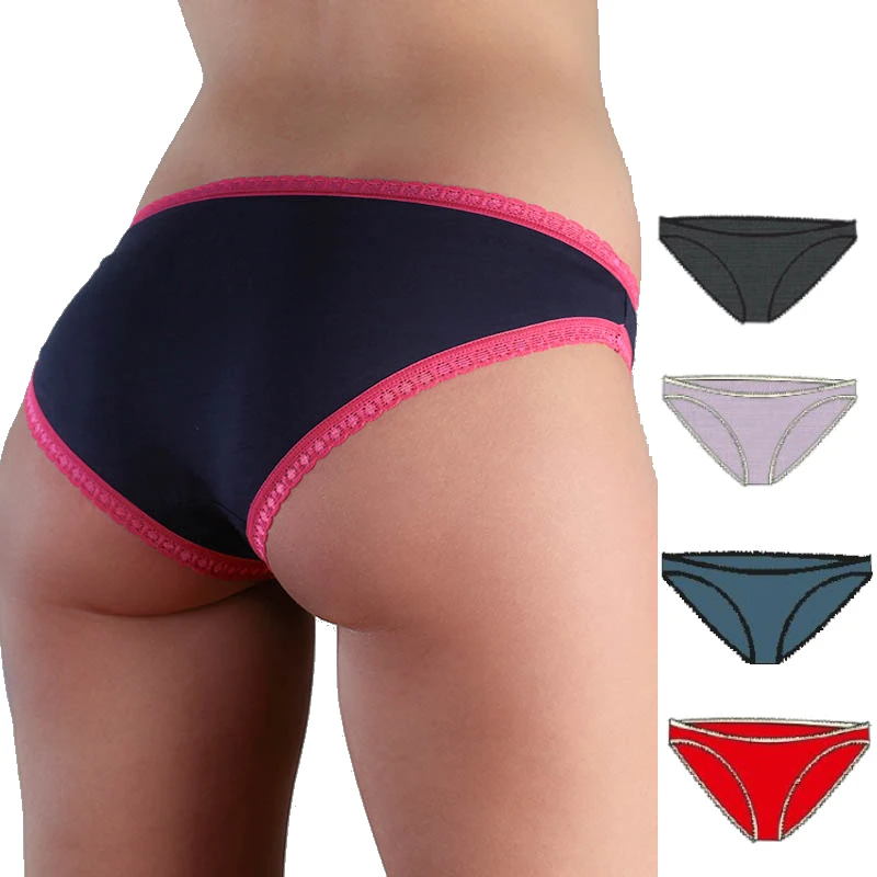 Panty bicolor with lace in organic cotton