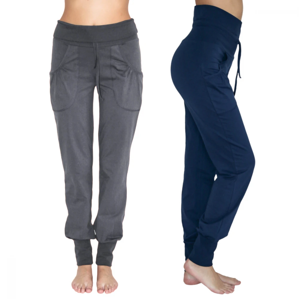 Yoga trousers with pockets in organic cotton