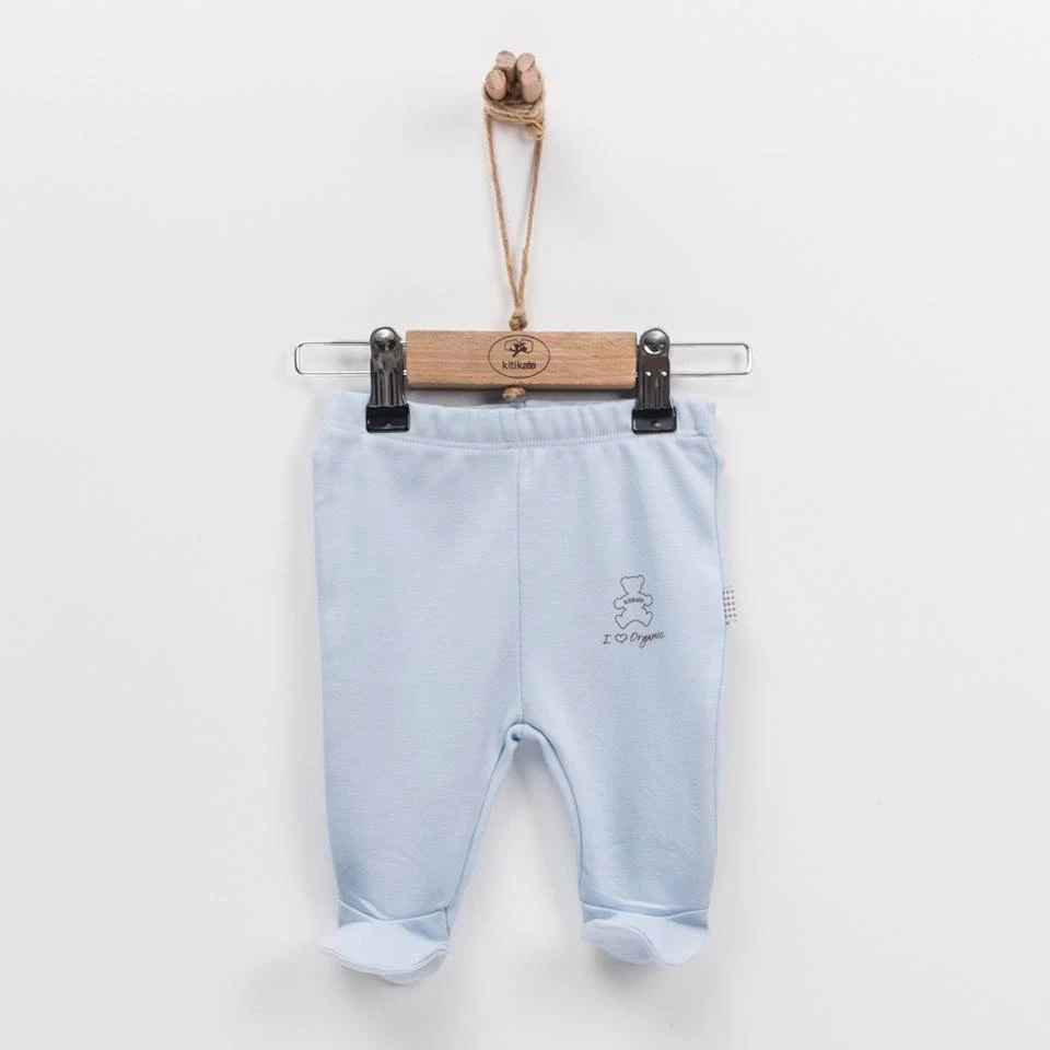 Baby footed leggings Kitikate blue in organic cotton