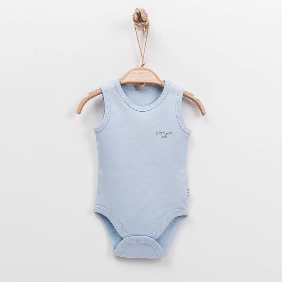 Baby sleeveless bodysuit Kitikate blue in organic cotton