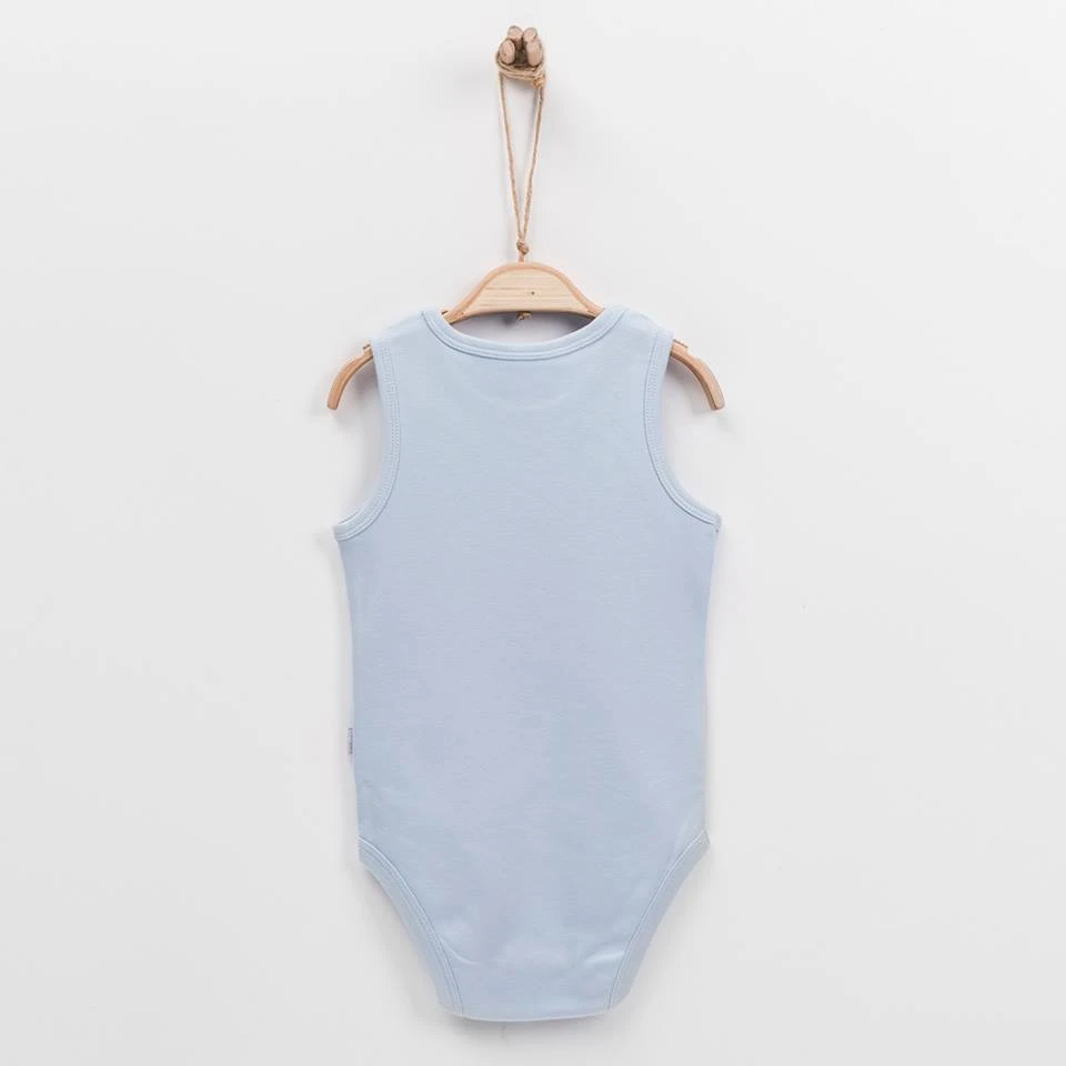 Baby sleeveless bodysuit Kitikate blue in organic cotton_54412