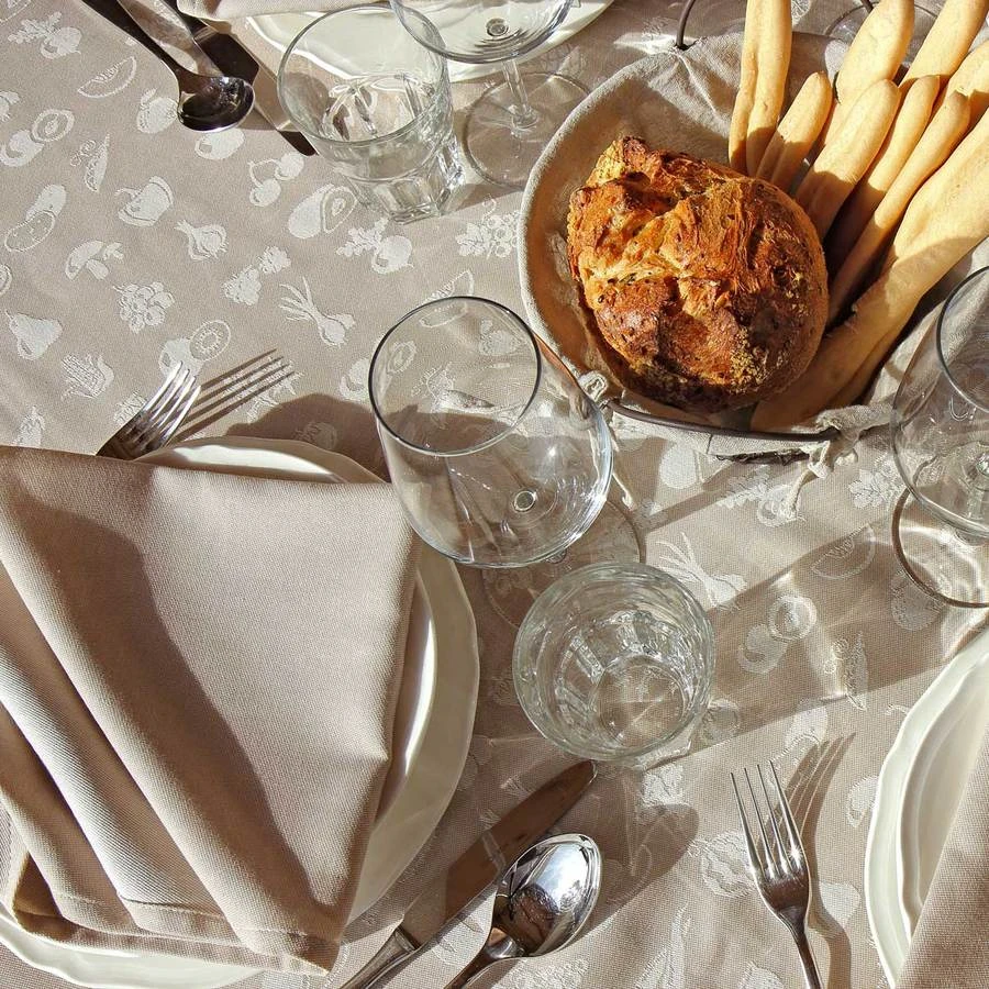 Tablecloth with 12 napkins in organic cotton