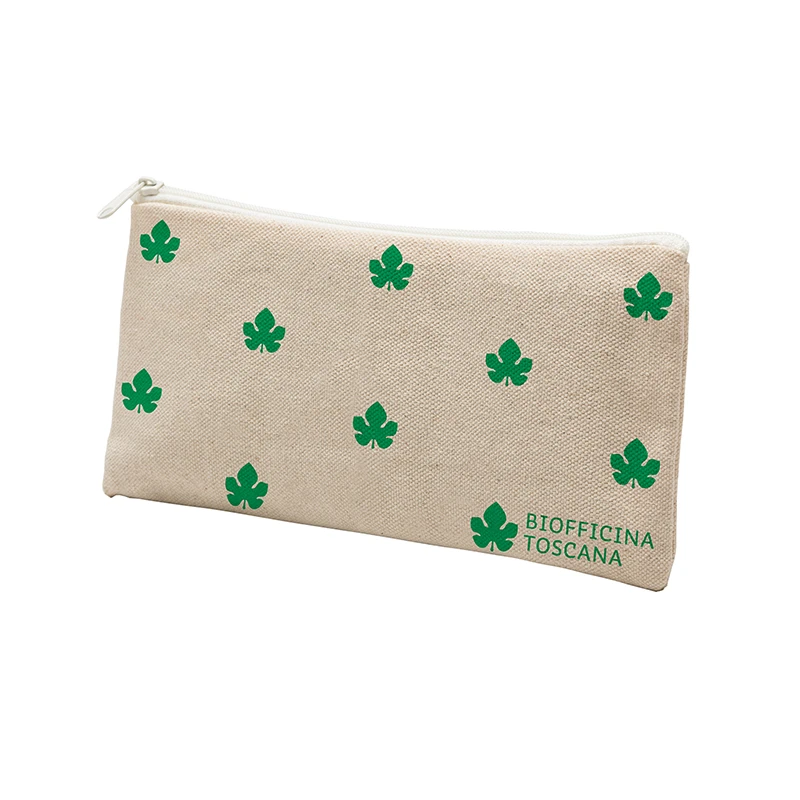 Cosmetic bag in cotton Green Leaves