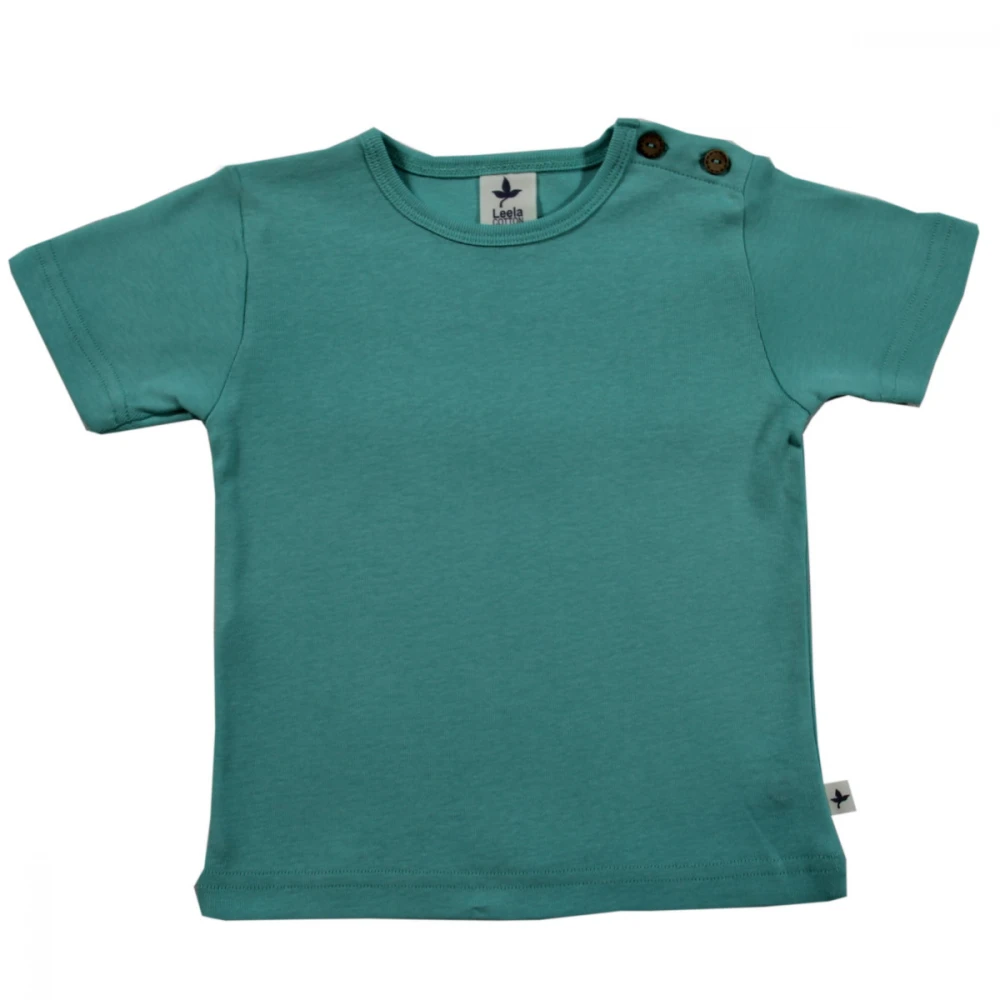 Short sleeve shirt in organic cotton - Turquoise