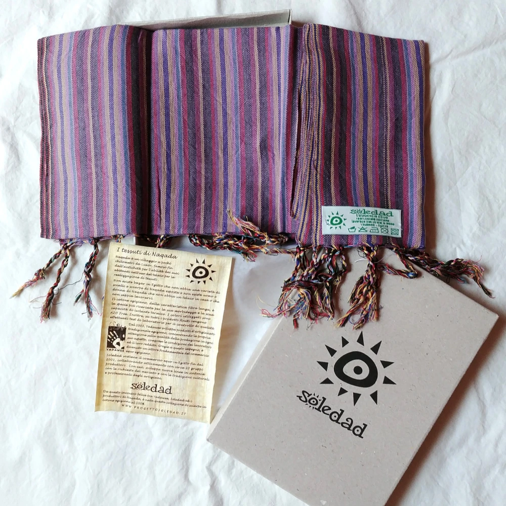 Handcrafted scarf with Lilac Stripes in pure Fairtrade cotton_64823