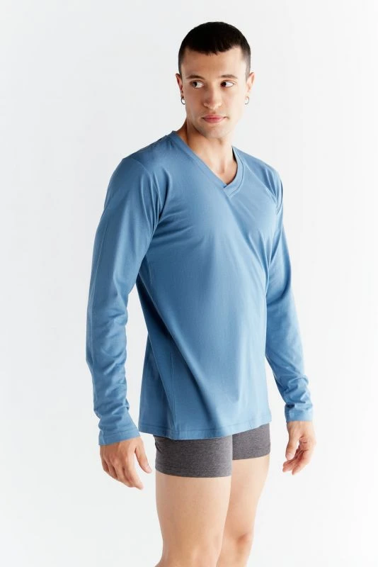 Men's pajama shirt Denim in 100% organic cotton_92746