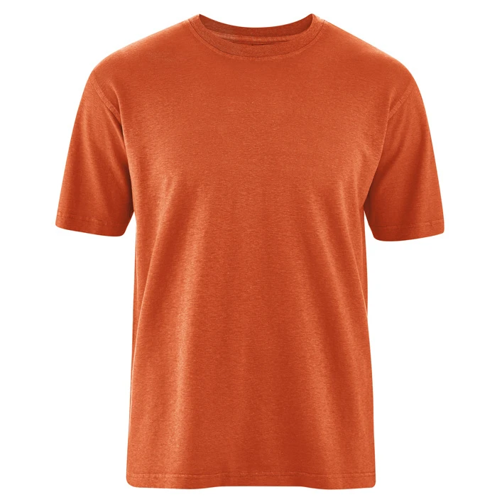 Man basic t-shirt in hemp and organic cotton Dark Orange
