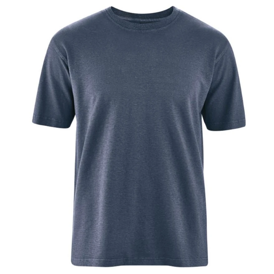 T-shirt Basic in Canapa e Cotone Biologico Blu Acciaio