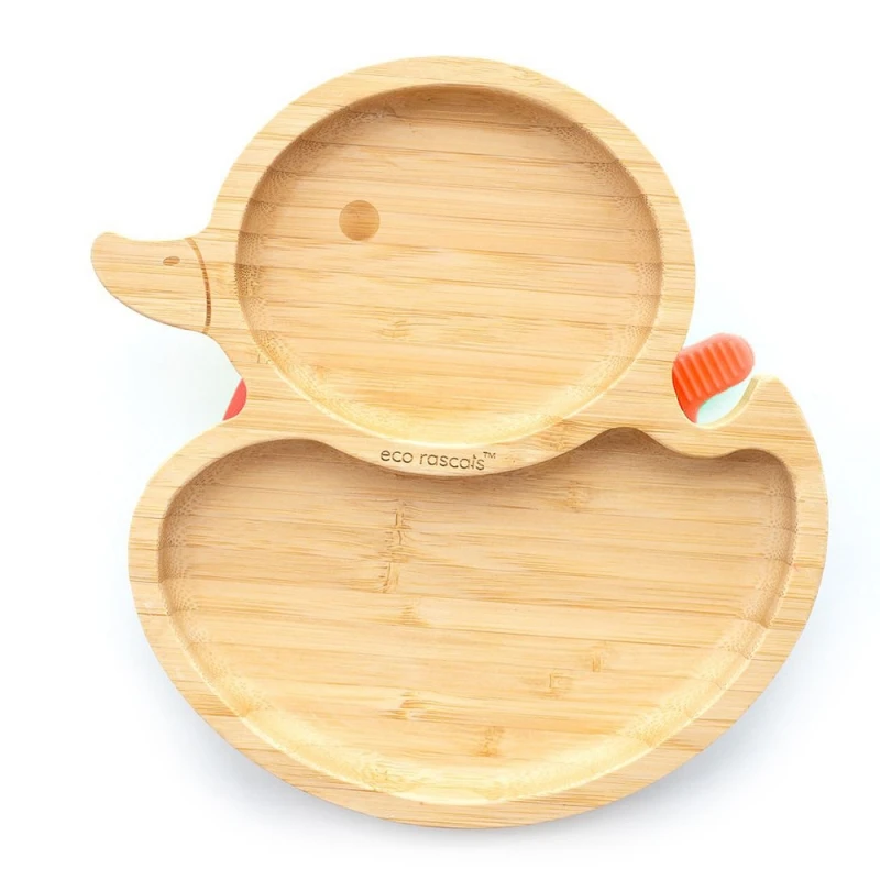 Bamboo Duck plate with suction cup
