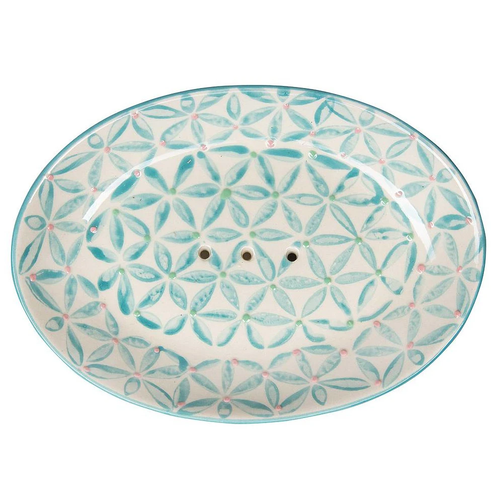 LOU soap dish in hand painted glazed ceramic