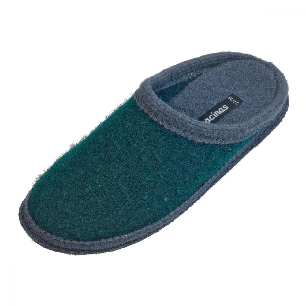 Pure Boiled Wool Slippers Two-Tone Green Grey