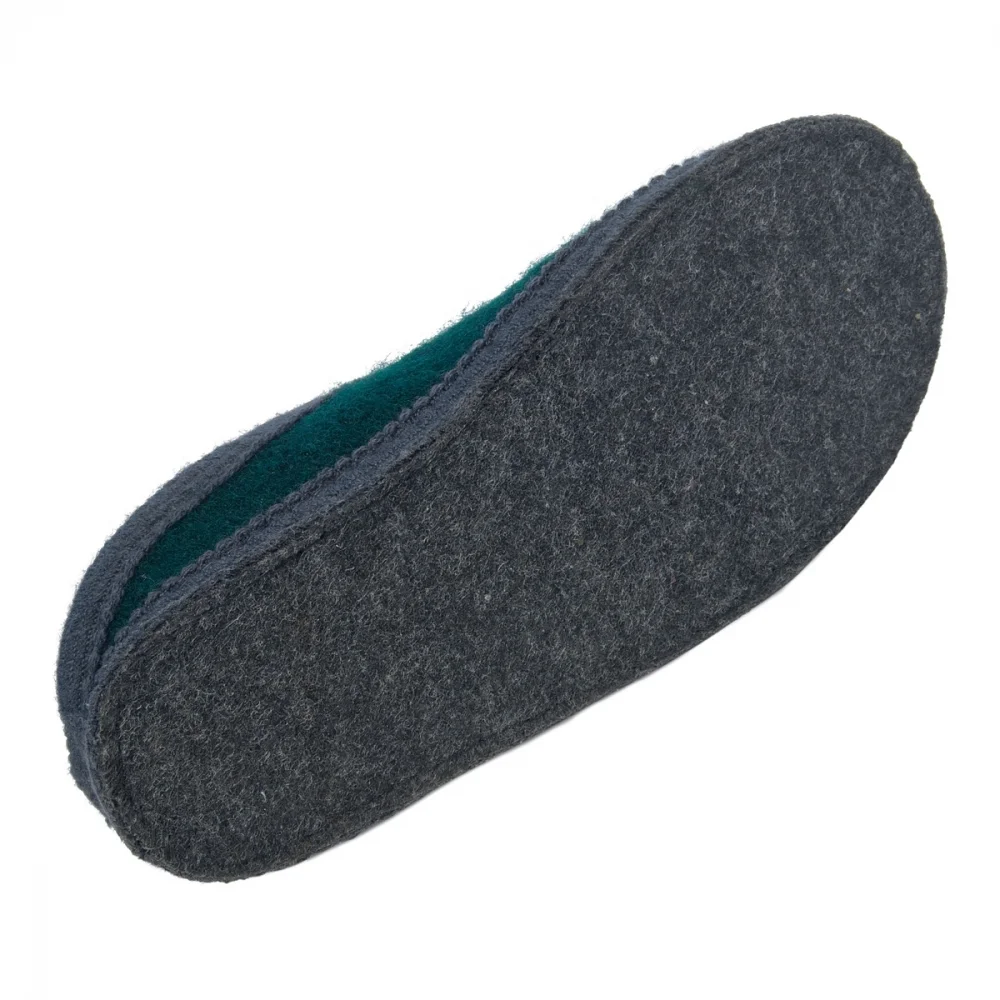 Pure Boiled Wool Slippers Two-Tone Green Grey_69057