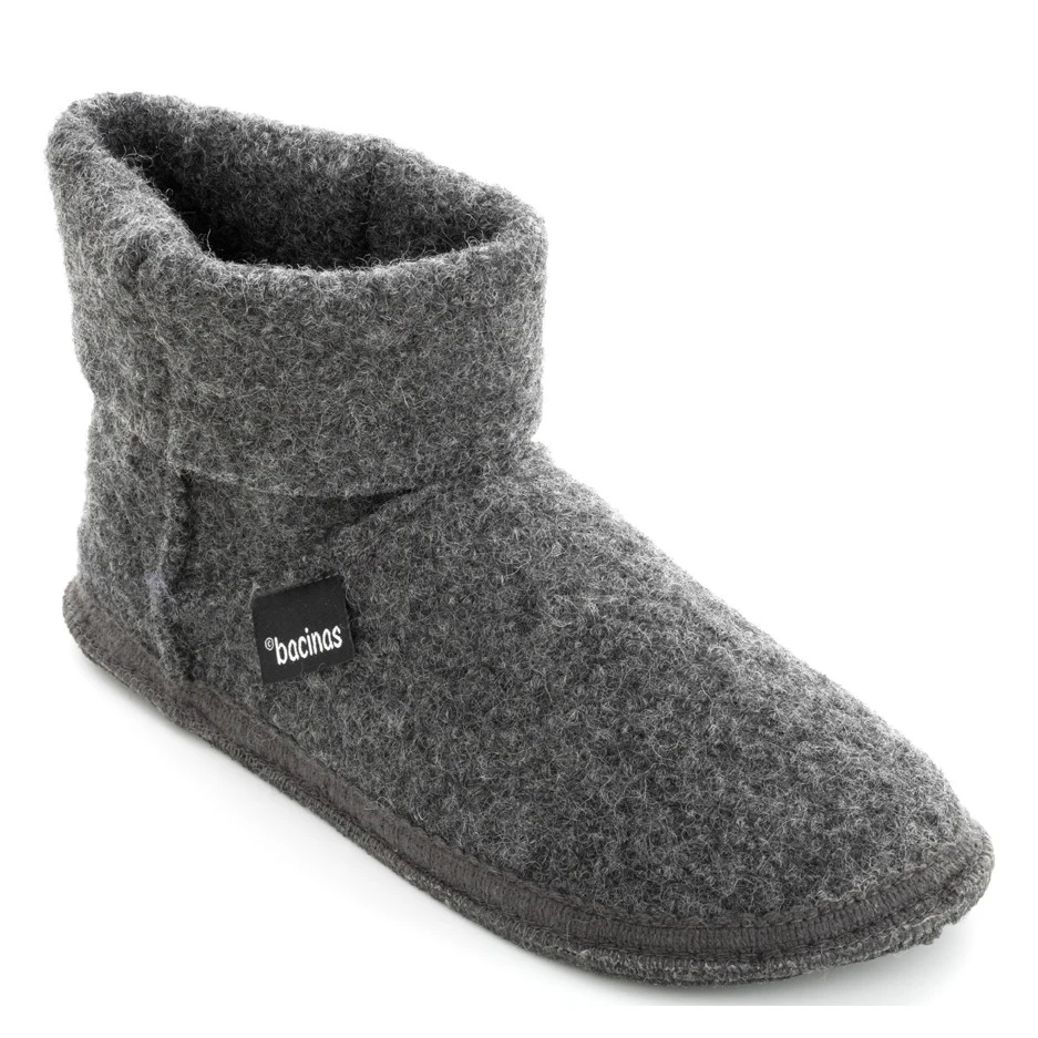 Ankle boot slippers in pure ANTHRACITE boiled wool