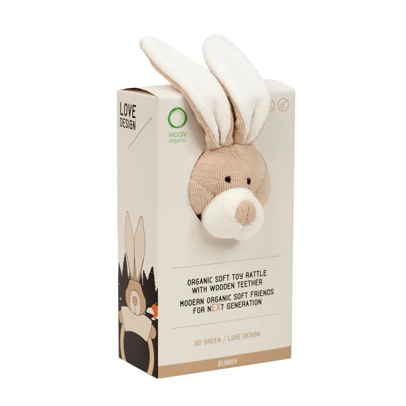 Bunny rattle in organic cotton with wooden ring_69218