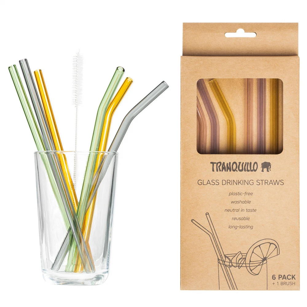 Borosilicate glass straws set of 6 pieces