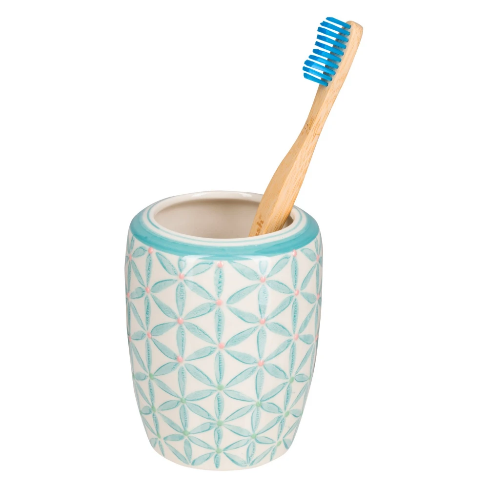 LOU toothbrush holder in hand painted glazed ceramic